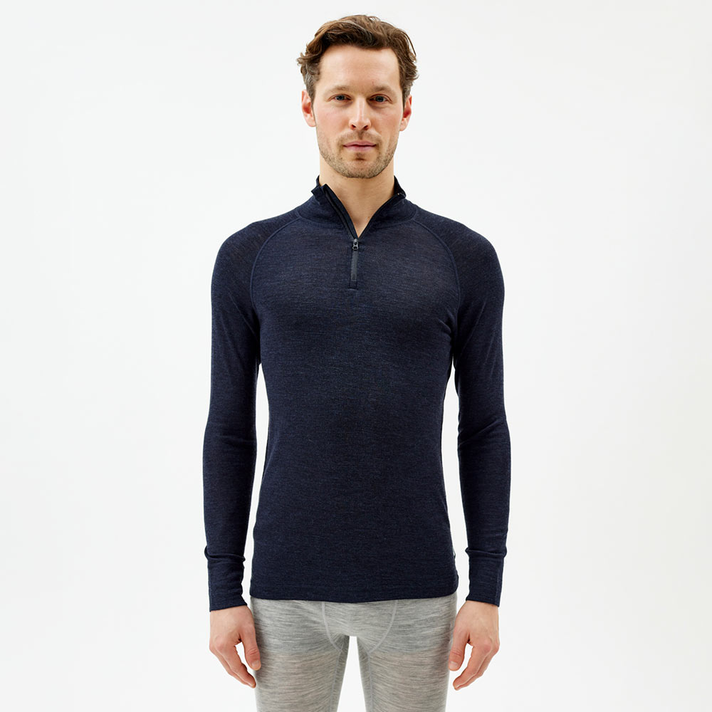 Sport wool top men ZIP, Dark Navy, hi-res